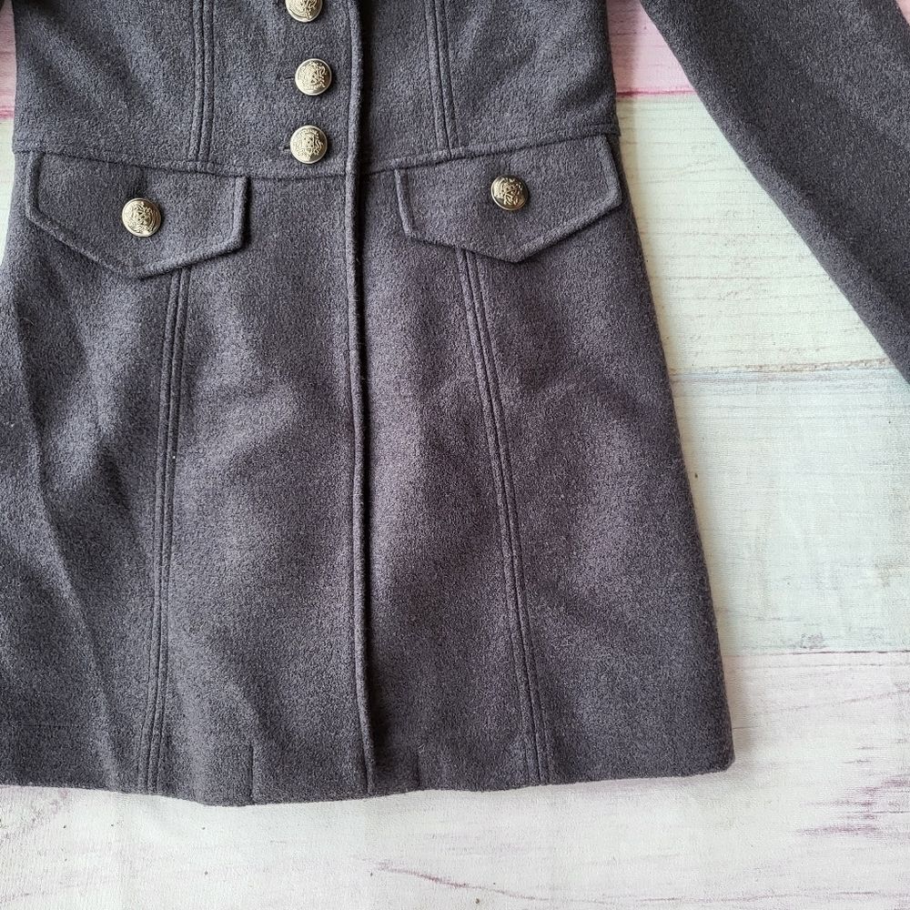 Nick & Mo Gray Wool Blend Military  Button Front Jacket Peacoat Women's Small - Picture 3 of 6